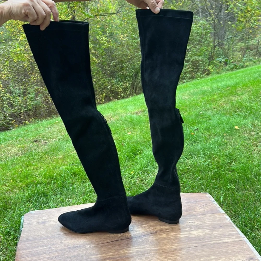 Brian Atwood Women Boot Over The Knee Thigh High Size 6 Pointed Black Suede